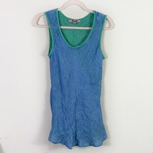 Flax Blue 100% linen Green Tank Top size small